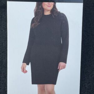 Dalia Women's Large Black Wool Blend Sweater Dress Knit e0913